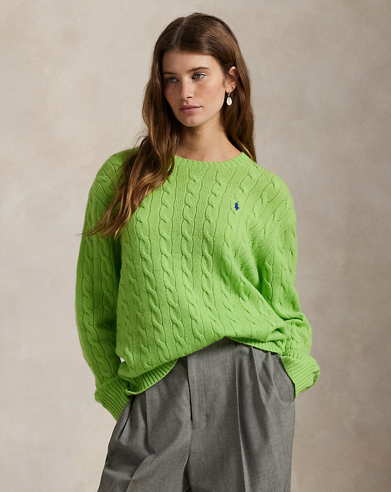 Cable Wool-Cashmere Crewneck Sweater