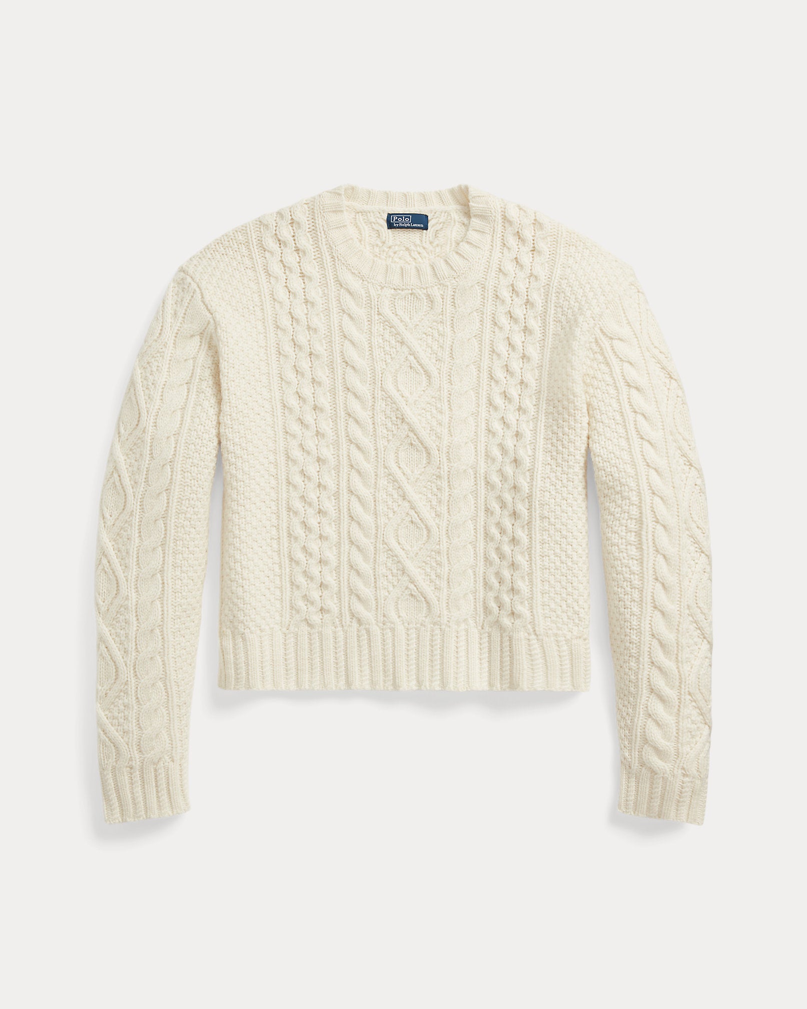 Aran-Knit Wool-Blend Crewneck Sweater