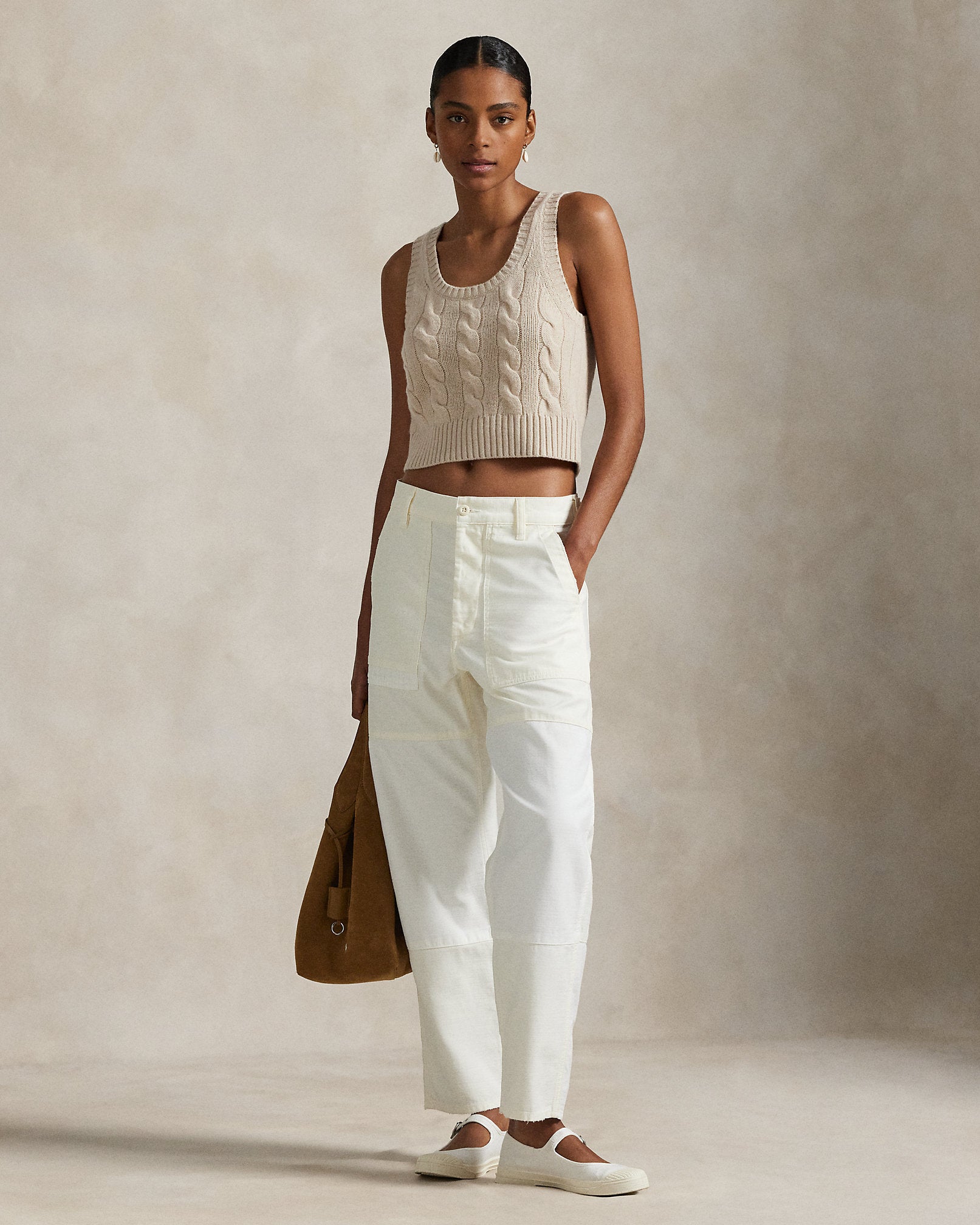 Cable Wool-Cashmere Sleeveless Sweater