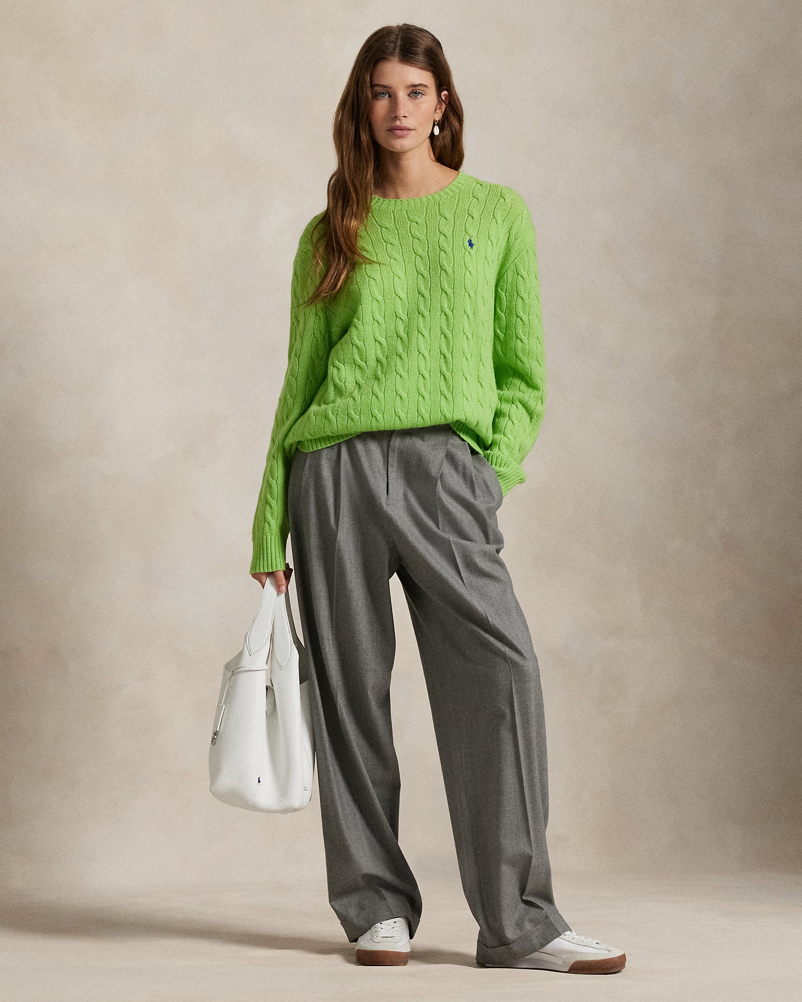 Cable Wool-Cashmere Crewneck Sweater