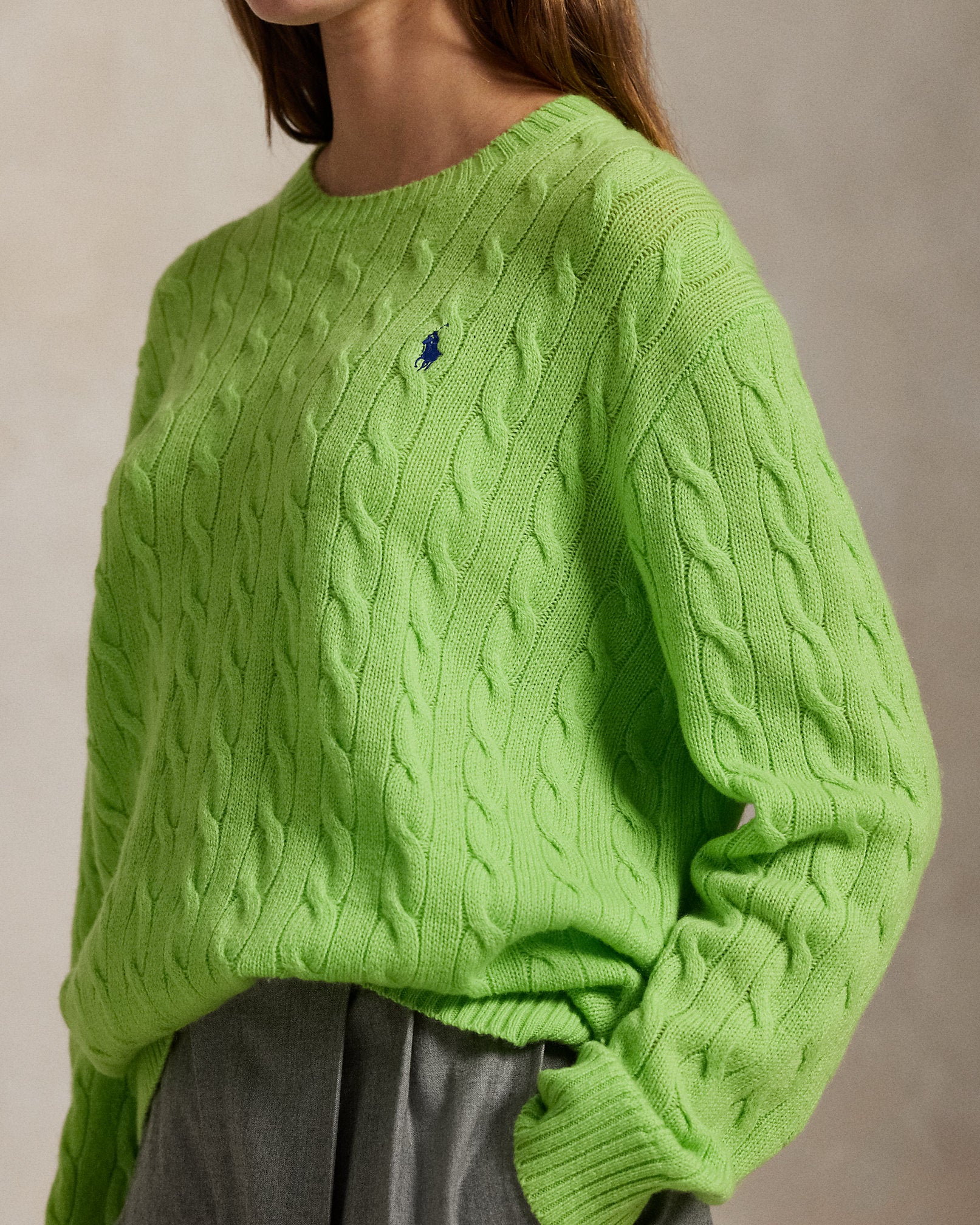 Cable Wool-Cashmere Crewneck Sweater